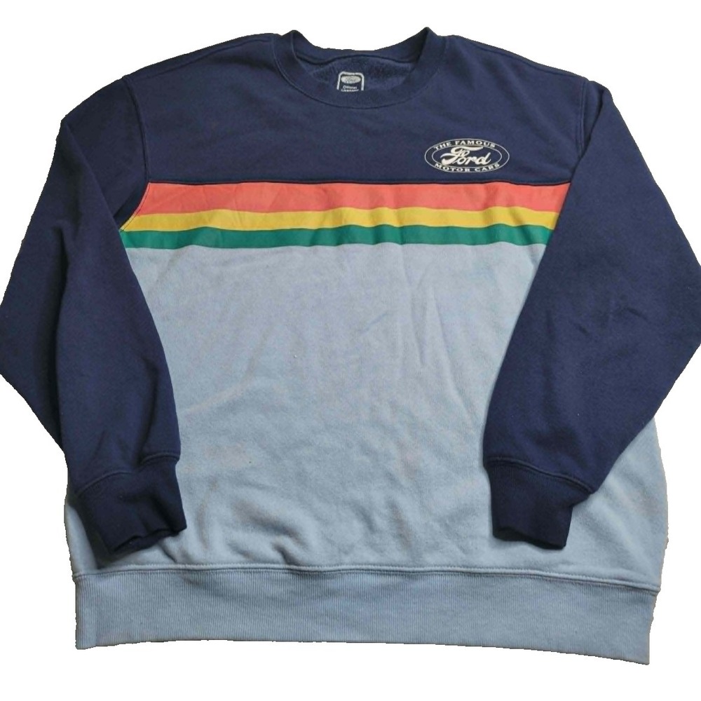 Ford Motor Cars Striped Hybrid Apparel Sweatshirt Women's Medium